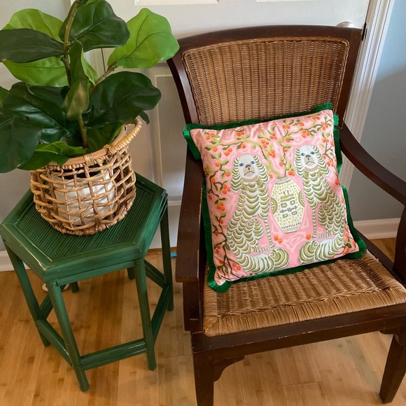 Pillow Cover Grandmillennial Monkeys - Pink Green Chinoiserie Staffordshire Dogs - Picture 15 of 17